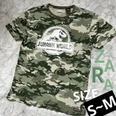 美品 迷彩 ZARA Tシャツ ジュラシックワールド カモフラ ミリタリー M