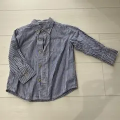 シャツ キッズ 90 青 ブルー ストライプ 長袖