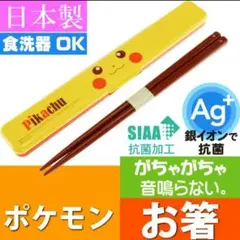 ピカチュウ 抗菌 音の鳴らない箸 ケース付 子供用 銀イオン抗菌 ポケモン新品