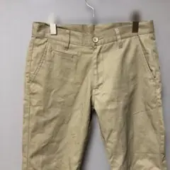 ジャングルストーム　クロップド丈チノパン(M)ベージュ裏地チェックローライズ