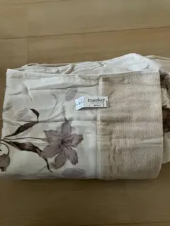 《新品未使用》花柄タオルケット 約140x190cm ブラウン系 日本製