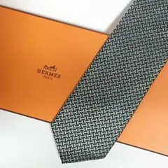 エルメス HERMES ネクタイ シルク ブラック H織りタイ ファソネH H柄