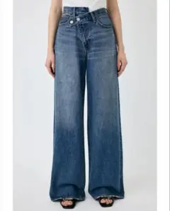 moussy CROSS WAIST WIDE STRAIGHT ダークブルー