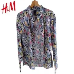 H&M フラワープリント 長袖シャツ XLサイズ