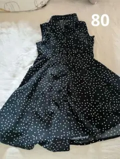 黒と白のドット模様 ノースリーブワンピース