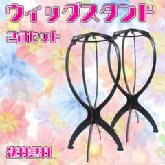 ウィッグスタンド 2個セット 折りたたみ式 ブラック 帽子
