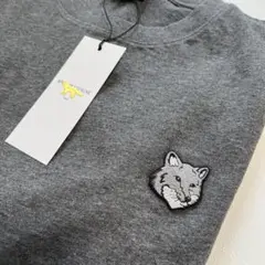 正規品 メゾンキツネ メンズTシャツ フォックスヘッド ロゴ ダークグレー　M