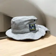 最安値❣️ベビー　グレー　バケットハット　帽子　日よけ付き　くま　46