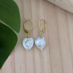 1点物アフターサーフィンピアス✩ハートケシパールピアス