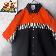 SPEED ZONE RACE GEAR レーシングシャツ チェッカーフラッグ柄