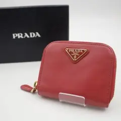 ✨極美品✨プラダ コインケース ピンク 三角プレート メタル サフィアーノ