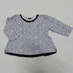 プティマイン　【オーガニック】バックフリル長T　ブルー　花柄