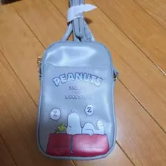 PEANUTS スヌーピー スマホショルダーバッグ グレー