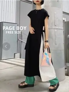 ● PAGE BOY ノースリーブ　サイドプリーツ　ロングワンピース　F