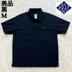 美品 POST OVERALLS スキッパーシャツ M ポロシャツ 黒 Tシャツ