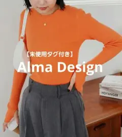 【未使用タグ付き】Alma Design サムホール長袖リブニット オレンジ Ｍ