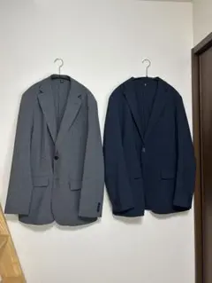ユニクロ　オフィスカジュアル　ジャケット　L 紺　グレー　2着セット