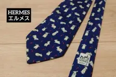 HERMES-エルメス-メンズネクタイ　ウサギ柄