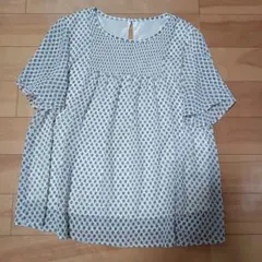 DRESKIP小紋柄半袖ブラウス
