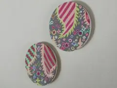 ❀.* レトロ調模様 まん丸ファブリックパネル 13×13㎝ 2枚 ❀.*・゜
