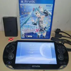 PSVita本体+初音ミクX+FFⅩ-2 (PCH-1000黒) 充電器メモカ付