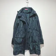 【mocassin】フード付きダークグリーンナイロンコート　サイズ1