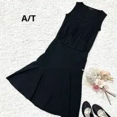 ✨美品✨A/T ノースリーブワンピース ロング丈 フレア 大人シック パーティー