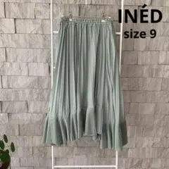 イネド　INED プリーツスカート　スモーキーグリーン　サイズ9