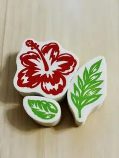 ハイビスカス&葉　スタンプ3点セット