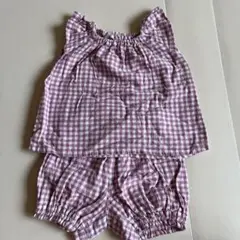 ピンクチェック柄タンクトップ&ショートパンツセット