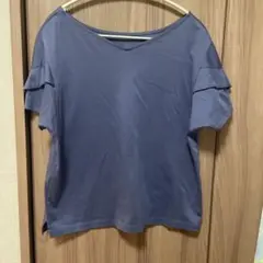 紫色 Vネック Tシャツ サイズ38