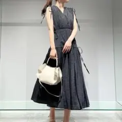 【新品タグ付き】CELFORDプリントリボンノースリーブワンピース DOT 36