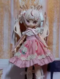 手作り♪萌獣魔法サイズ*ぷちロリィタなワンピ*ぴんくプードル*小物追加不可
