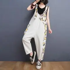 ファッション着痩せ夏の森女風レディースデニムサロベットパンツ