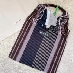 新品♡マル二 ハンドバッグ ロゴ ハンモック ストライプ マーケット 保存袋付き