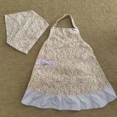 エプロン M（100〜120cm）小花柄　三角巾セット