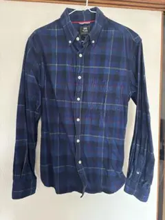 BEAMS HEART ネイビー系チェックネルシャツ M