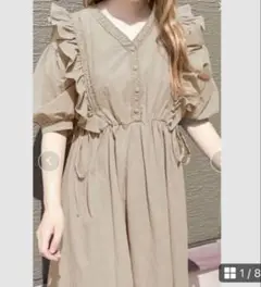アプレジュール apres jour フリルレース使いワンピ ベージュ ラテ系