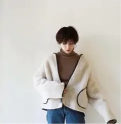 トゥデイフル パイピングボアブルゾン カーキ
