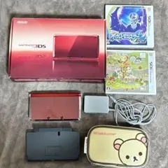 3DS レッド 本体 ソフト２作品 ケース カバー 箱付き