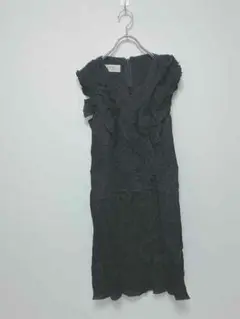 美品☆マルニ☆MARNI☆フリルワンピース☆シルク×リネン☆ブラック☆３８