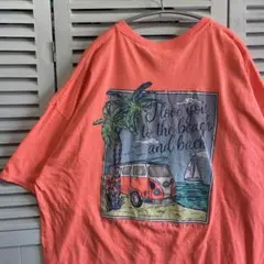 スーベニア Tシャツ 古着 ビーチ サマー バス ヤシの木 ヨット イラスト