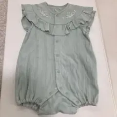 ミントグリーン フリルロンパース 70