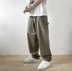 イージーワイドパンツ ゆったり ブラウン キャメル カーキ XXL