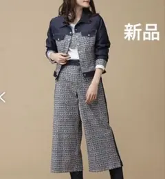 新品　インゲボルグ　リントンプリントデニムコンビクロップドパンツ