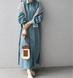 ✨美品✨ SHIPS any ギャザーロングシャツワンピース