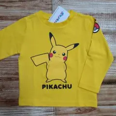 新品 未使用 ポケモン ピカチュウ 長袖 Tシャツ ロンT 男の子 黄色 90