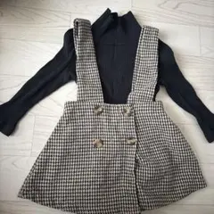 SHIEN ロンパース&千鳥格子柄ジャンスカセットアップ 9-12Mサイズ