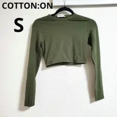 COTTON:ON【S】クロップド丈　長袖 オリーブグリーン