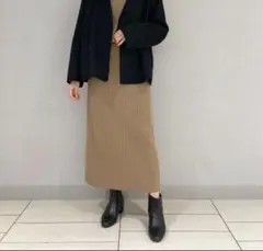Theory リブ編み ロングスカート カシミヤ10% キレイめコーデ S